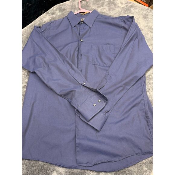 Arrow Navy Men’s Large 16 and 34/35 Long Sleeve Dress Shirt in great shape! - Picture 1 of 3